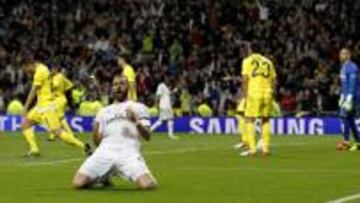 Benzema celebra el 1-0.