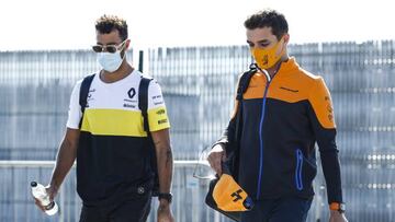 Daniel Ricciardo (Renault) y Lando Norris (McLaren), en Silverstone.