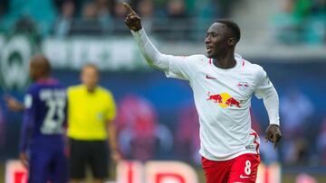 Leipzig&#039;s Guinean midfielder Naby Keita celebrates after scoring the second goal during the German first division Bundesliga football match between RB Leipzig and Werder Bremen in Leipzig, eastern Germany, on October 23, 2016.  / AFP PHOTO / ROBERT MICHAEL / RESTRICTIONS: DURING MATCH TIME: DFL RULES TO LIMIT THE ONLINE USAGE TO 15 PICTURES PER MATCH AND FORBID IMAGE SEQUENCES TO SIMULATE VIDEO. == RESTRICTED TO EDITORIAL USE == FOR FURTHER QUERIES PLEASE CONTACT DFL DIRECTLY AT + 49 69 650050
  / RESTRICTIONS: DURING MATCH TIME: DFL RULES TO LIMIT THE ONLINE USAGE TO 15 PICTURES PER MATCH AND FORBID IMAGE SEQUENCES TO SIMULATE VIDEO. == RESTRICTED TO EDITORIAL USE == FOR FURTHER QUERIES PLEASE CONTACT DFL DIRECTLY AT + 49 69 650050
 