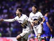 Alan Medina celebrates his goal 2-3 of Pumas during the 17th round match between Cruz Azul and Pumas UNAM as part of the Liga BBVA MX, Torneo Apertura 2025 at Cuauhtemoc Stadium, on November 08, 2025 in Puebla, Mexico.