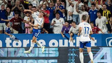 Francés celebra su gol frente al Valladolid.