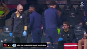 Ansu Fati pierde los papeles y deja esta esta furiosa imagen en el banquillo