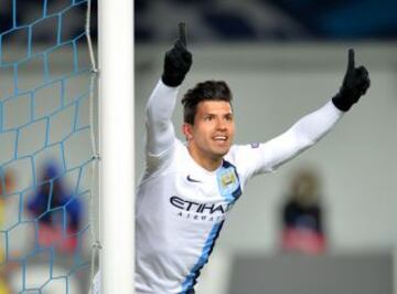 CSKA-Manchester City. Agüero celebra uno de sus dos goles.