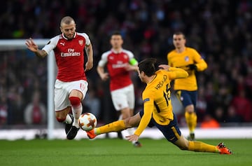 Sime Vrsaljko booked for going in late on Jack Wilshere in the first minute.