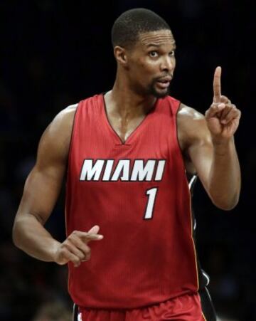 Chris Bosh durante el partido contra los Nets de Brooklyn.