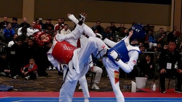 La taekwondista espa?ola Adriana Cerezo, durante un combate en el Open de Estados Unidos de Taekwondo en Las Vegas.