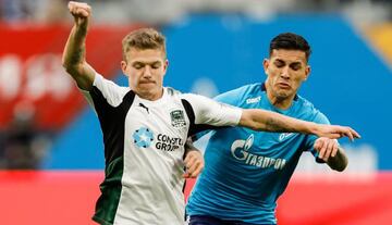 Leandro Paredes (right) in action against Krasnodar.