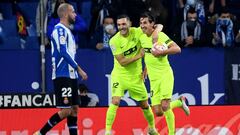 BARCELONA, SPAIN - JANUARY 10: Pere Milla of Elche scores their second goal during the La Liga Santader match between RCD Espanyol and Elche CF (Photo by Alex Caparros/Getty Images)