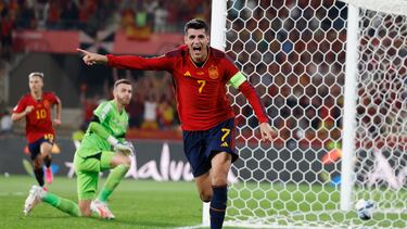 Morata celebrando el gol 1-0. Se adelanta España en el marcador.