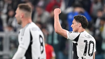 TURIN (Italy), 12/04/2025.- Juventus' Kenan Yildiz jubilates after scoring during the italian Serie A soccer match Juventus FC vs US Lecce at the Allianz Stadium in Turin, Italy, 12 April 2025. (Italia) EFE/EPA/ALESSANDRO DI MARCO