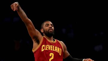 NEW YORK, NY - JANUARY 06: Kyrie Irving #2 of the Cleveland Cavaliers watches his three point shot in the second half against the Brooklyn Nets at the Barclays Center on January 6, 2017 in the Brooklyn borough of New York City. NOTE TO USER: User expressly acknowledges and agrees that, by downloading and or using this Photograph, user is consenting to the terms and conditions of the Getty Images License Agreement.   Elsa/Getty Images/AFP
 == FOR NEWSPAPERS, INTERNET, TELCOS &amp; TELEVISION USE ONLY ==