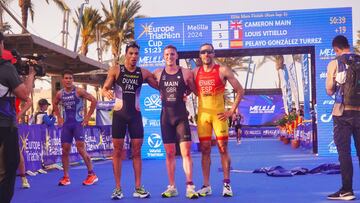 Antoine Duval, Cameron Main y Vicente Hernández, podio completo de la Copa de Europa en Melilla 2024.