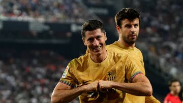 Robert Lewandowski, autor del gol de la victoria del Barça en Mestalla.