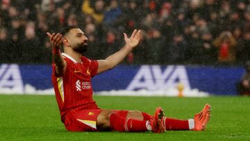 Salah durante un partido de Premier League contra el Manchester United.