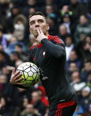 Celta de Vigo's Iago Aspas celebrates after pulling a goal back for his side