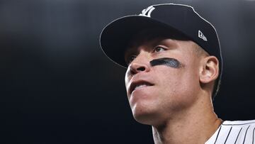 NEW YORK, NEW YORK - SEPTEMBER 10: Aaron Judge #99 of the New York Yankees walks to the dugout during the ninth inning of the game against the Kansas City Royals at Yankee Stadium on September 10, 2024 in New York City. Dustin Satloff/Getty Images/AFP (Photo by Dustin Satloff / GETTY IMAGES NORTH AMERICA / Getty Images via AFP)