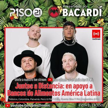 Piso 21 y Bacardi presentarán concierto en apoyo a bancos de alimentos de América Latina