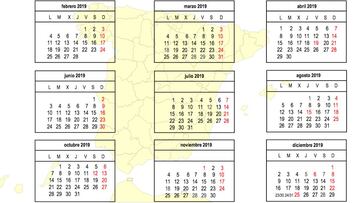 Calendario Laboral 2019: festivos y puentes.