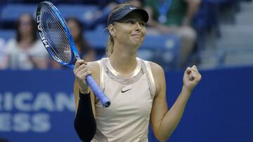 María Sharapova celebra su victoria ante la húngara Timea Babos en segunda ronda del US Open 2017 en el USTA Billie Jean King National Tennis Center de Nueva York.