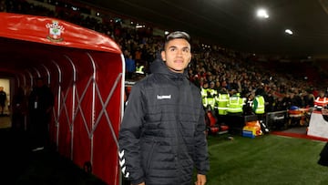 SOUTHAMPTON, ENGLAND - JANUARY 11: Southampton FC's latest signing Carlos Alcaraz is unveiled ahead of the Carabao Cup Quarter Final match between Southampton v Manchester City at St Mary's Stadium on January 11, 2023 in Southampton, England. (Photo by Matt Watson/Southampton FC via Getty Images)