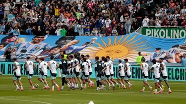 Los jugadores de Argentina durante el entrenamiento. 
