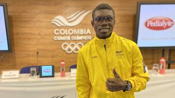 Yuberjen Martínez en la presentación de Pedialyte como nuevo patrocinador del Comité Olímpico Colombiano.