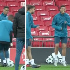 El súper túnel de Cristiano a Moha en Wembley... ¡hasta lo celebró!