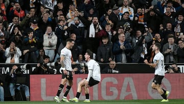 1-0. Hugo Duro celebra el primer golque marca en el minuto 26 de partido.