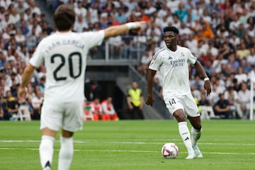 Tchouameni, durante un partido en el Bernabéu.