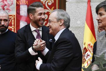 Sergio Ramos and Florentino Pérez at today's event.