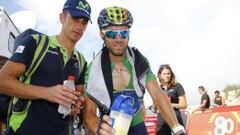 Alejandro Valverde tras acabar la novena etapa. 