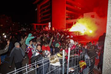 Atlético de Madrid: Recibimiento a su llegada al hotel