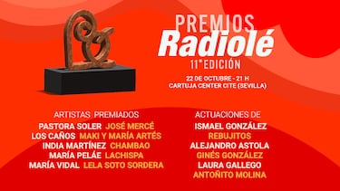 Premios Radiolé 2025: José Mercé, India Martínez, Pastora Soler o María Pelaé, entre los premiados