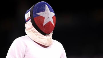 CHOFU, JAPAN - AUGUST 05: Esteban Bustos of Team Chile looks on during the Fencing Ranked Round of the Men&#039;s Modern Pentathlon on day thirteen of the Tokyo 2020 Olympic Games at Musashino Forest Sport Plaza on August 05, 2021 in Chofu, Japan. (Photo by Leon Neal/Getty Images)