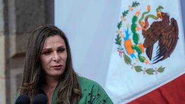 Ana Gabriela Guevara Director General of the National Commission for Physical Culture and Sport (CONADE) during the flag raising of the Mexican Olympic Delegation that will participate in the Paris 2024 Olympic Games, at the Government Palace, on June 11, 2024, Mexico City, Mexico.