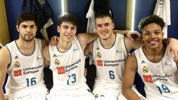 Yusta, Nakic, Radoncic y Pantzar. Canteranos que han debutado en el Real Madrid con Laso.