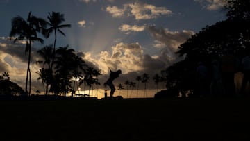 Maverick McNealy hits his tee shot on the 11th hole during the first round of the Sony Open in Hawaii golf tournament at Waialae Country Club.