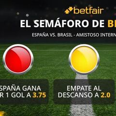 El semáforo de Betfair para el España vs. Brasil