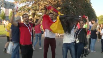 La afición belga, muy feliz tras conseguir el tercer puesto