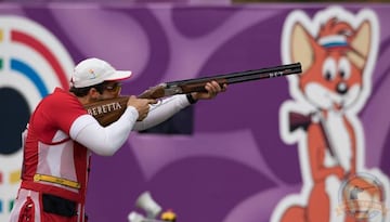 Nicolás Pacheco, en acción durante su participación en el Mundial de Tiro de Moscú (Rusia).