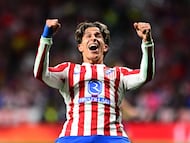 Soccer Football - LaLiga - Atletico Madrid v FC Barcelona - Riyadh Air Metropolitano, Madrid, Spain - April 4, 2026 Atletico Madrid's Giuliano Simeone celebrates scoring their first goal REUTERS/Juan Barbosa