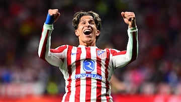 Soccer Football - LaLiga - Atletico Madrid v FC Barcelona - Riyadh Air Metropolitano, Madrid, Spain - April 4, 2026 Atletico Madrid's Giuliano Simeone celebrates scoring their first goal REUTERS/Juan Barbosa