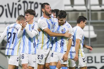 Baturina festeja su primer gol como malaguista.