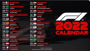 La F1 tiene calendario para 2022