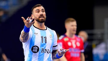 IHF Handball World Championship - Preliminary Round - Norway v Argentina - Tauron Arena, Krakow, Poland - January 15, 2023   Argentina's Lucas Moscariello reacts REUTERS/Tomasz Markowski