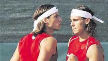<b>ESTILOSOS. </b>Feliciano López y Rafa Nadal formaron este doble tan conjuntado contra Italia.