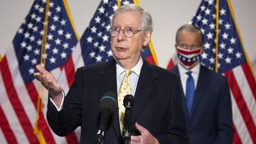 Mitch McConnell habla durante una conferencia de prensa en Capitol Hill en Washington, DC, EE. UU., 21 de julio de 2020.