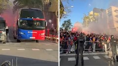 La escena de caos a la llegada del autobús del Barça al estadio: terrible lo de la valla
