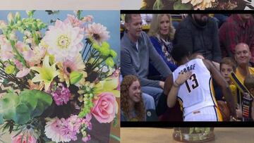 Las flores que mandó Paul George a la chica que dio un pelotazo.