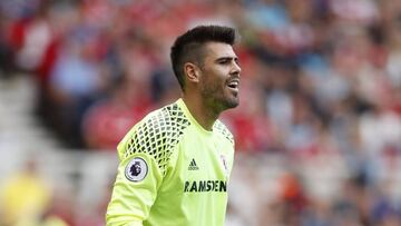 V&iacute;ctor Vald&eacute;s con el Middlesbrough en el partido de la primera jornada de la Premier League ante el Stoke City.